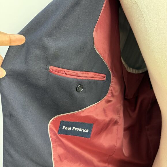 Paul Fredrick Blazer Sport Coat Mens Size 43R Black Jacket - Picture 5 of 16